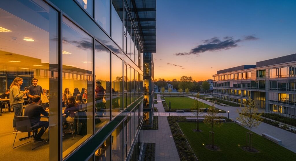 Modern campus of Technical University of Munich, Germany's top-ranked university for 2026.