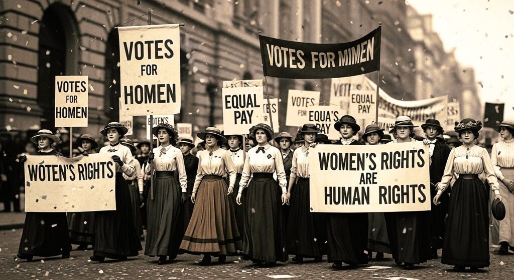Historical women’s rights march marking the origins of International Women’s Day
