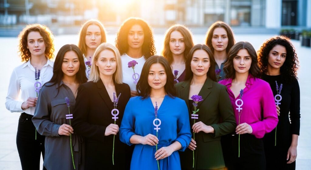International Women’s Day 2026 celebration with diverse women promoting gender equality