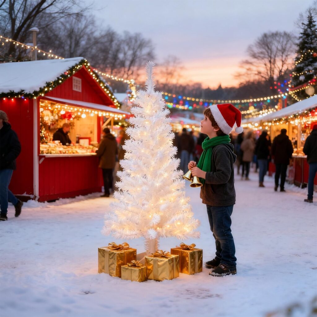 The Art of Holiday Elegance: White Tinsel Pencil Christmas Trees