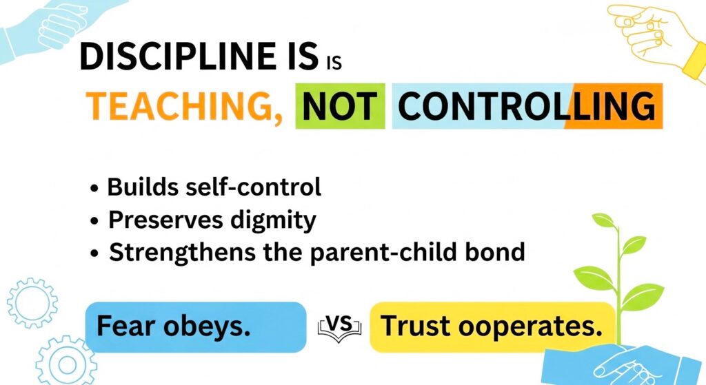 نظم و ضبط سکھانا ہے، کنٹرول کرنا نہیں