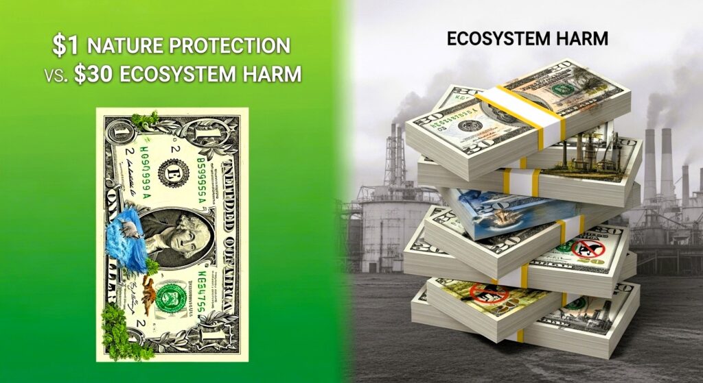 What does the $1 vs. $30 ratio mean?