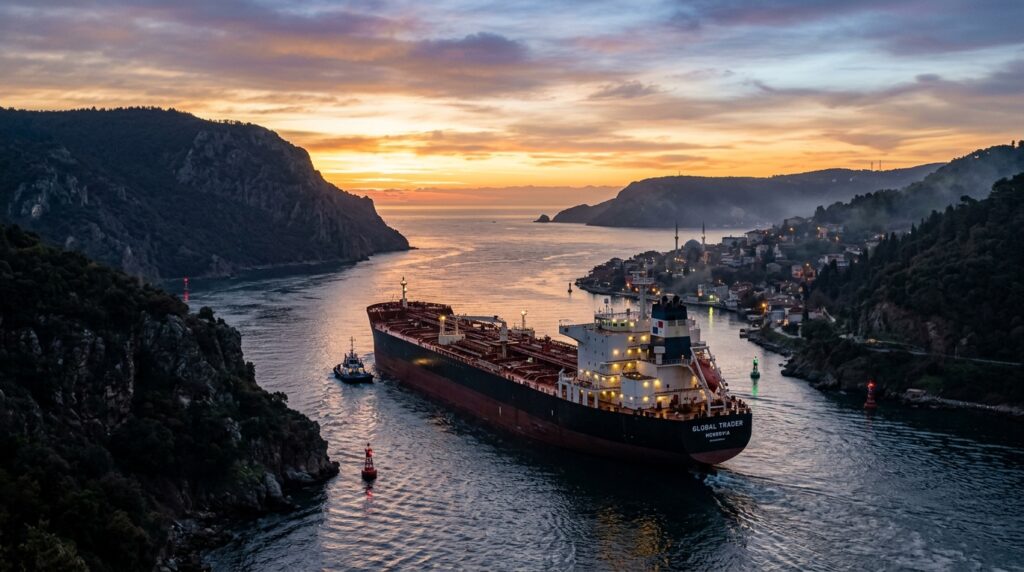 Oil_tanker_crossing_narrow_strait