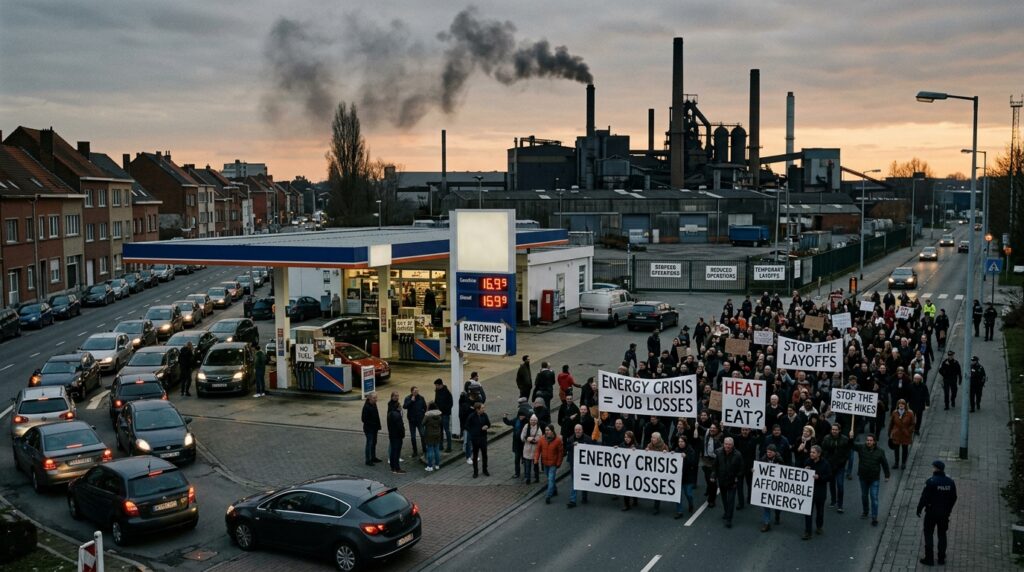 Illustration of global energy supply issues affecting industry and public in 2026