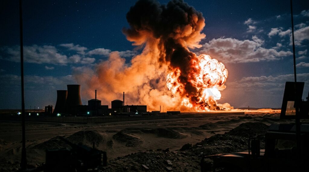 Explosion over Iranian nuclear facility during Operation Midnight Hammer June 2025