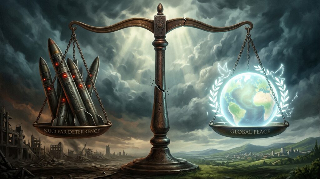 Illustration of nuclear deterrence vs global security