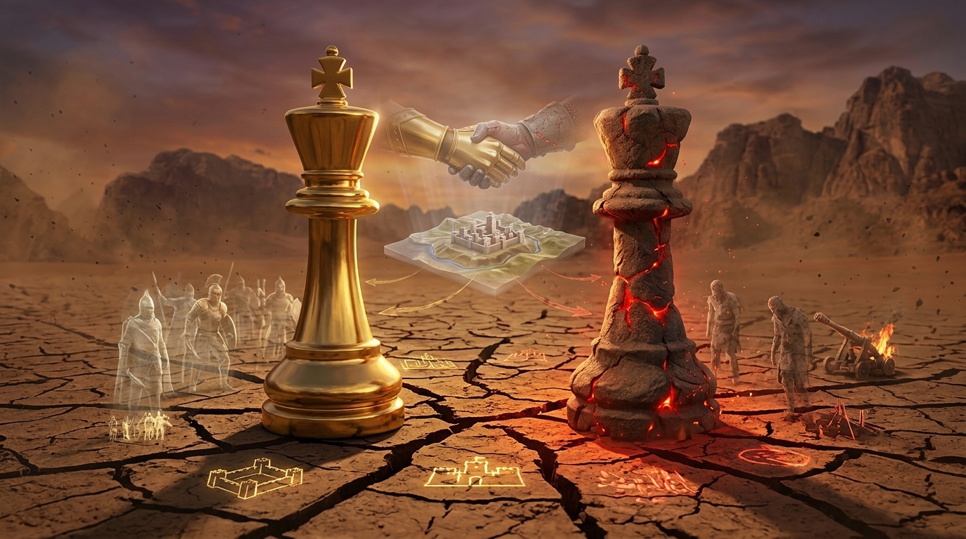 Visualizing the 'Resolve Gap' between high-tech military power and ancient ideological endurance.