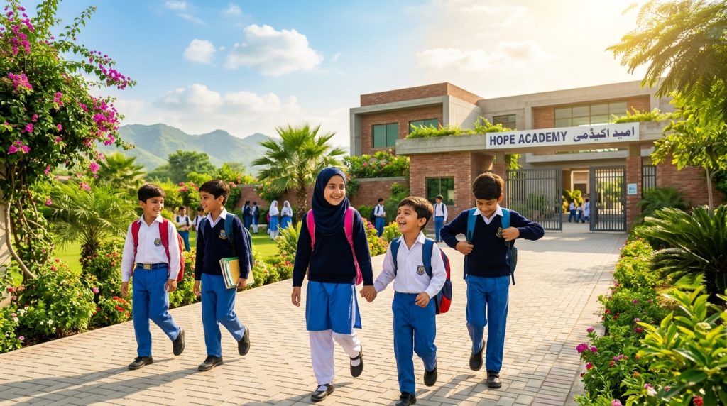 The Architecture of Happiness:School children in Pakistan representing hope and future development.