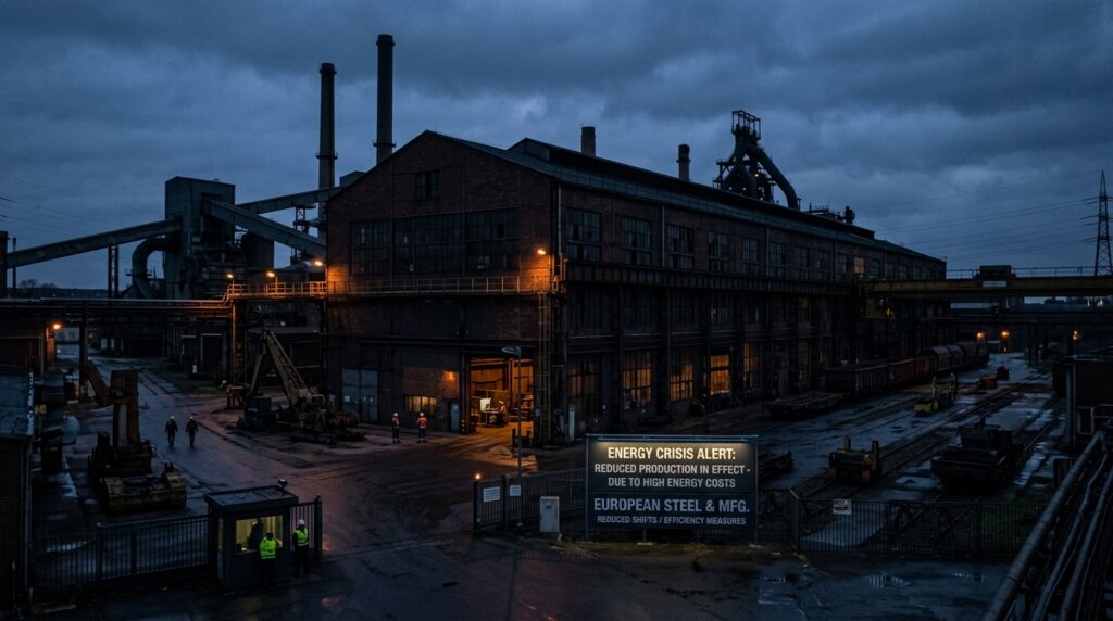 European factory slowing down due to rising energy costs and economic pressure