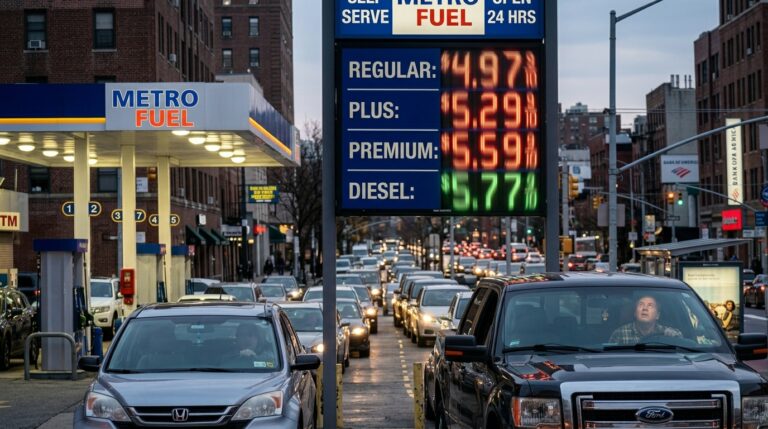 When Washington Wavers:Rising fuel prices displayed at a gas station reflecting energy market volatility