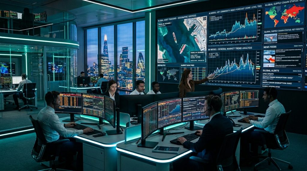 Hedge fund analysts using AI and satellite data to predict geopolitical market movements