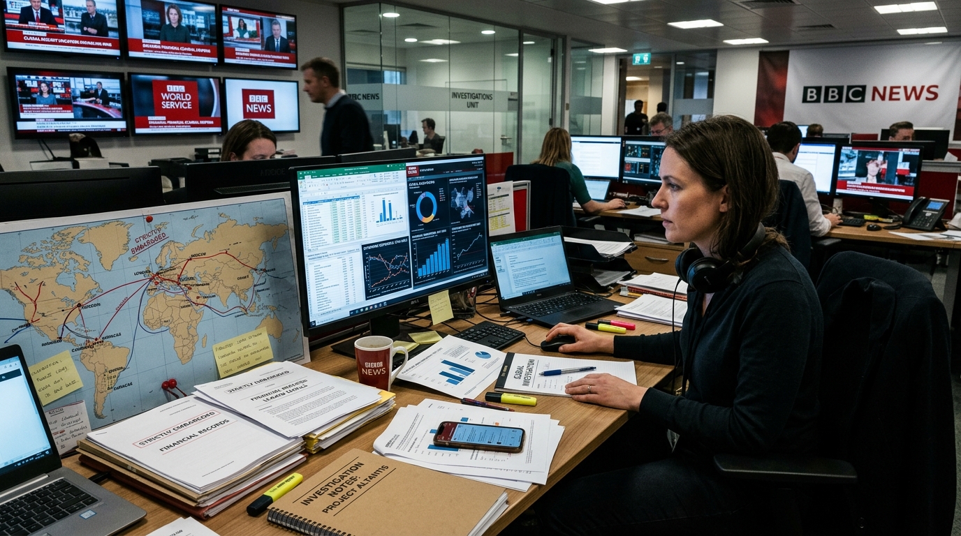 Investigative journalism analyzing suspicious trading patterns in global financial markets