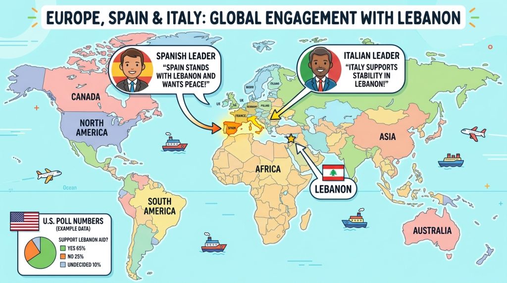 اسپین، اٹلی اور دیگر یورپی ممالک کو لبنان میں اسرائیلی اقدامات پر تنقید کرنے والا نقشہ