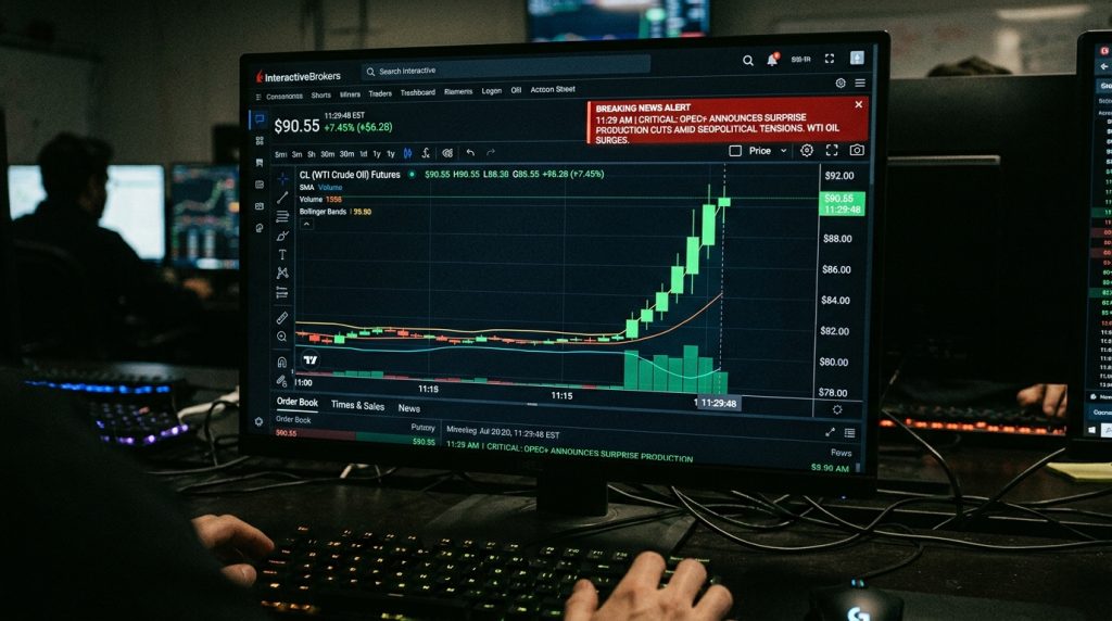 Oil futures trading spike occurring minutes before major geopolitical announcement
