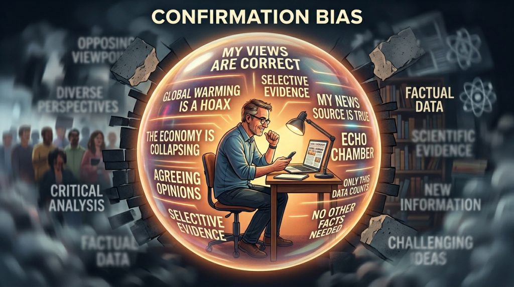 Person only seeing information that supports their existing beliefs.