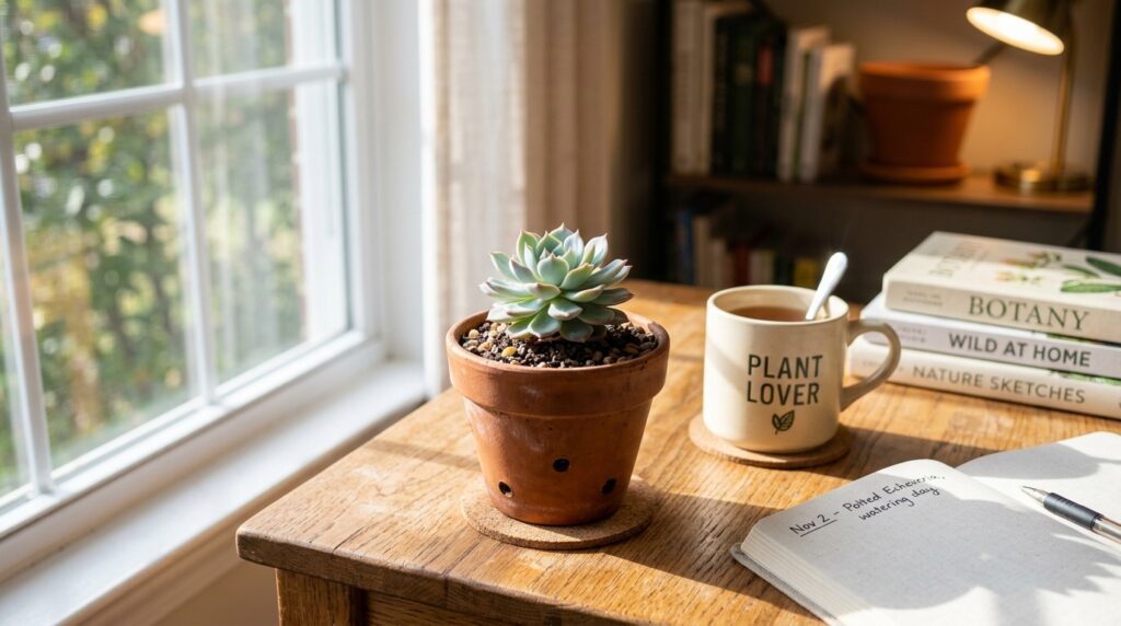 A growing plant represents how small habits lead to long-term success