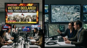 Comparison between early victory headlines and later verification analysis