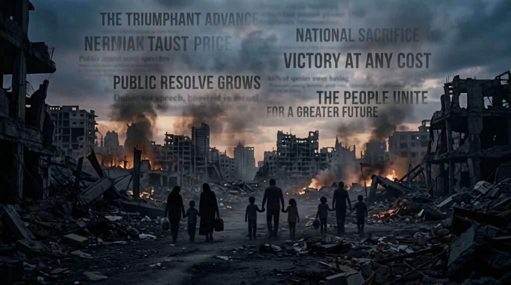 “Families in a war-affected city, showing the human cost behind media narratives and political speeches