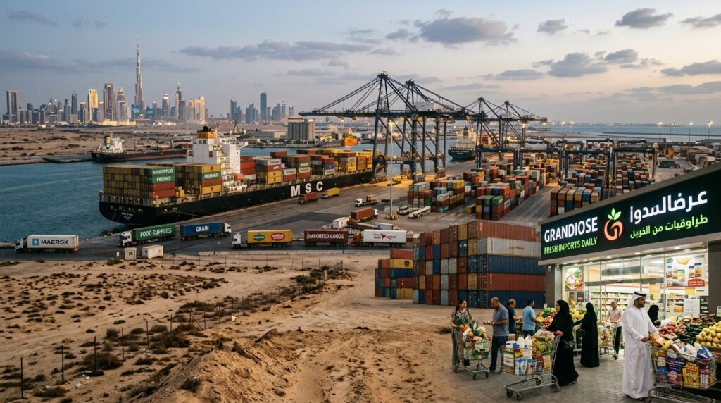 Dubai_skyline_desert_food_import