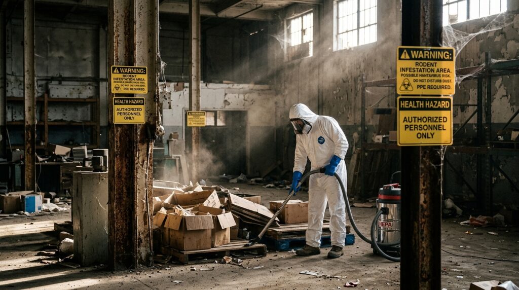 Person_cleaning_abandoned_warehouse_