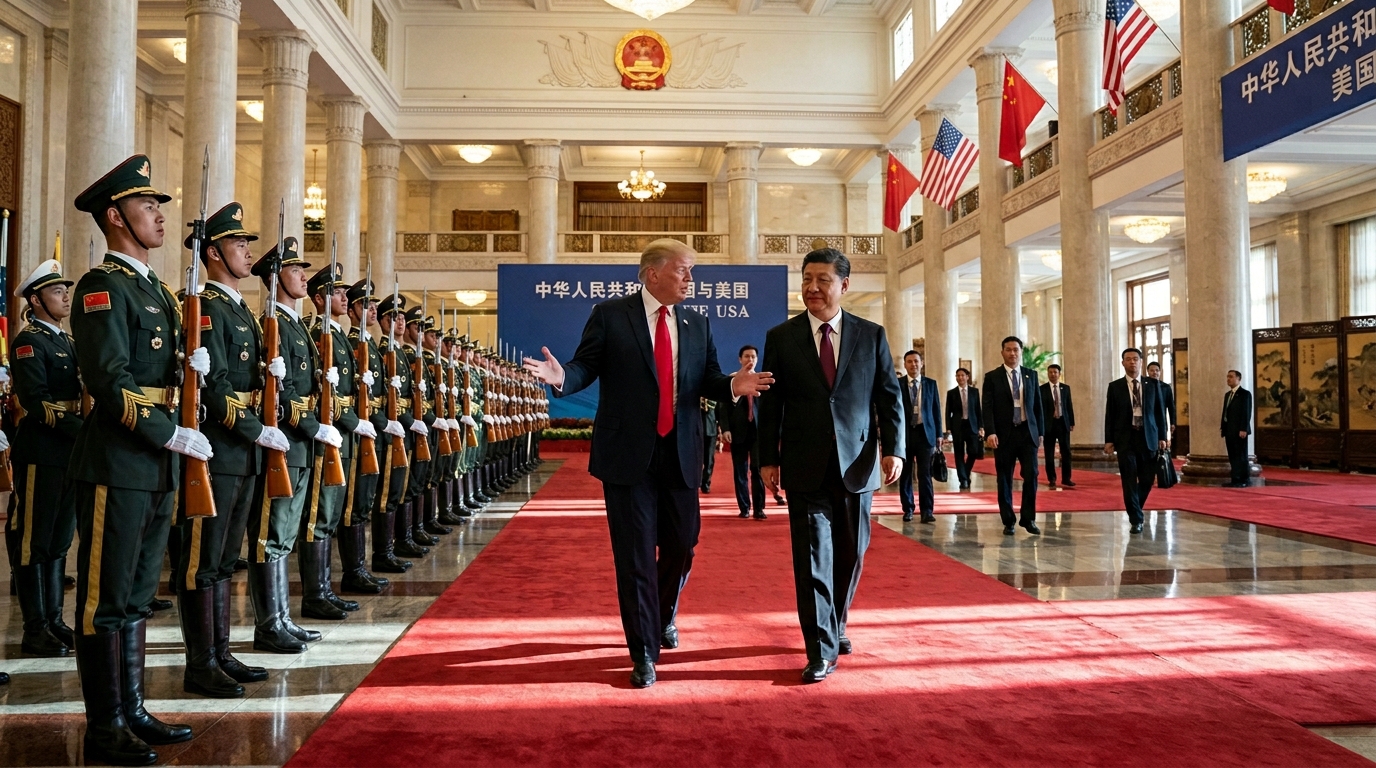 Inside Trump’s 2026 China Summit:Trump_Xi_walking_side-by-side