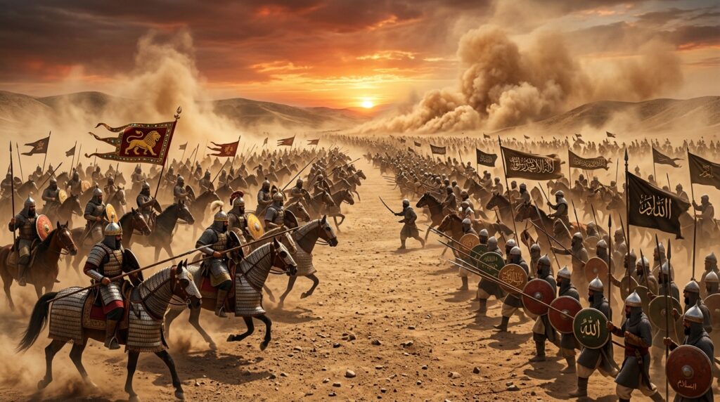 Battle_of_al-Qadisiyyah_reconstr:The Arab Conquest of Persia