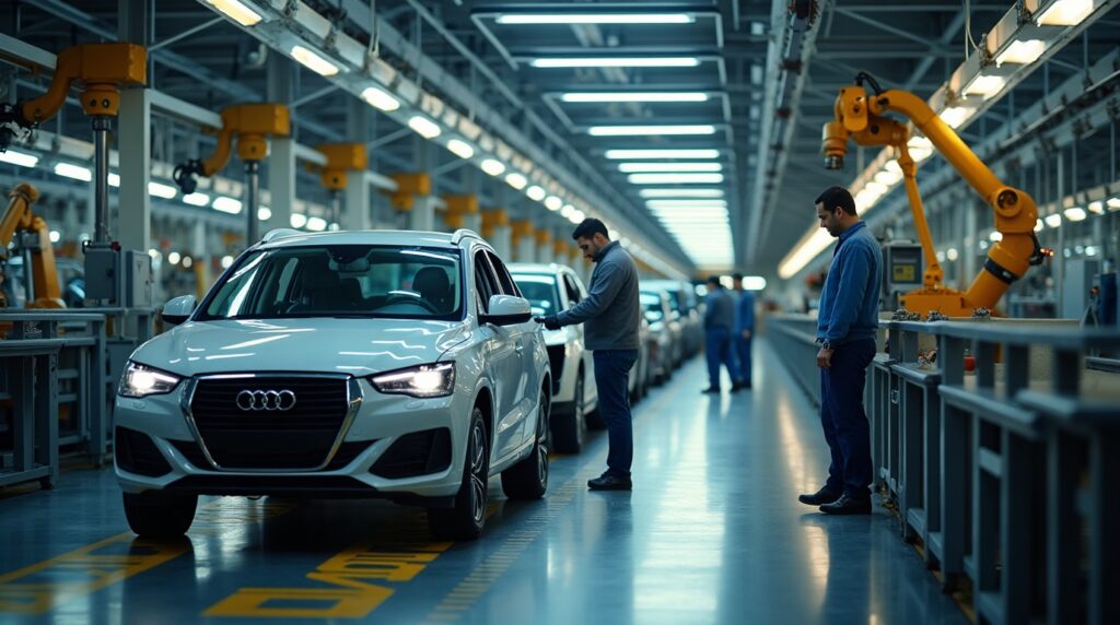 Flux_Dev_Automotive_Industry_Large_automobile_assembly_plant_p:The Automotive Industry: Survival Through Reinvention