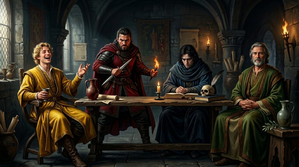 Ancient Temperament Theory Explained: Four_temperaments_illustrated