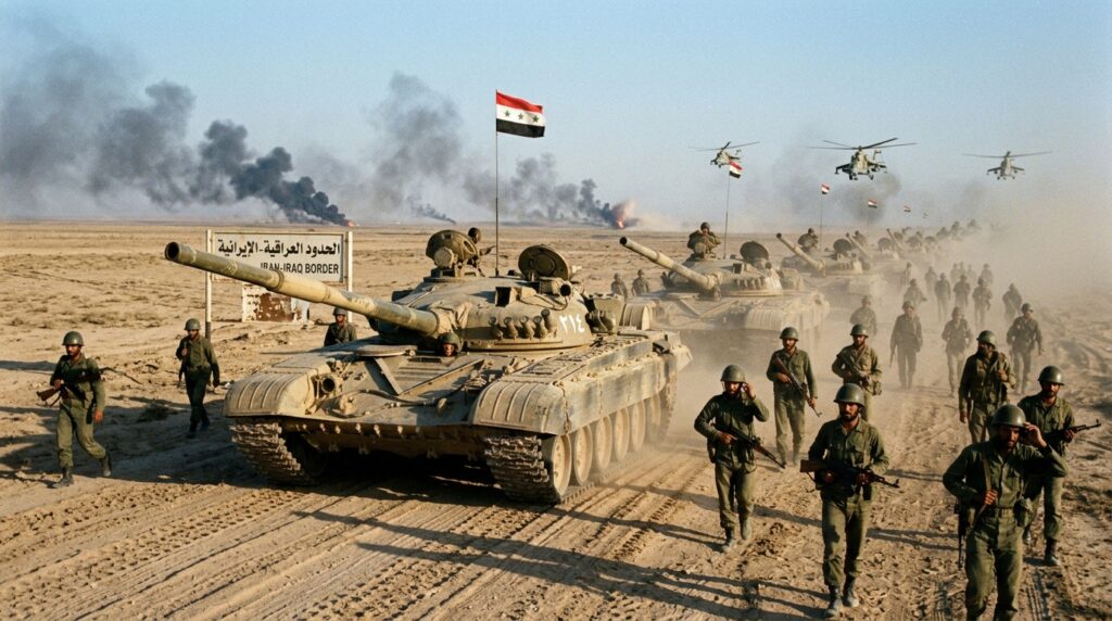 Operation Invasion: September 1980: Iraqi_tanks_crossing_Iran_border_