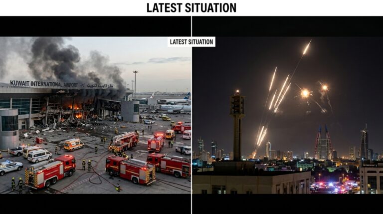 Iran Attacks on Kuwait and Bahrain:Kuwait_airport_damaged_Bahrain_m…