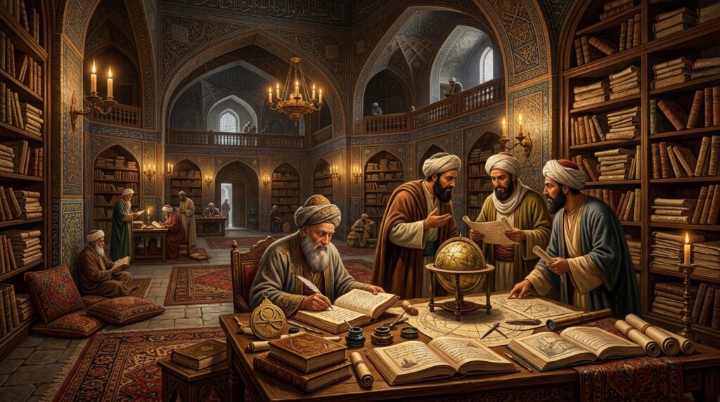 Education as National Strategy:Scholars_in_library_with_manuscr…
