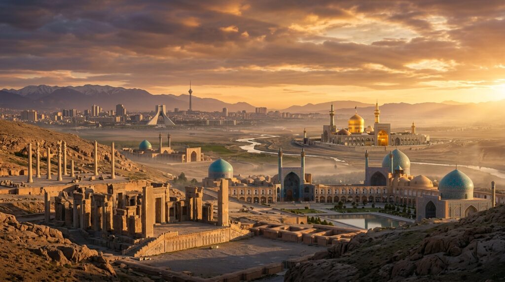 Sunrise_over_Iran_landmarks_