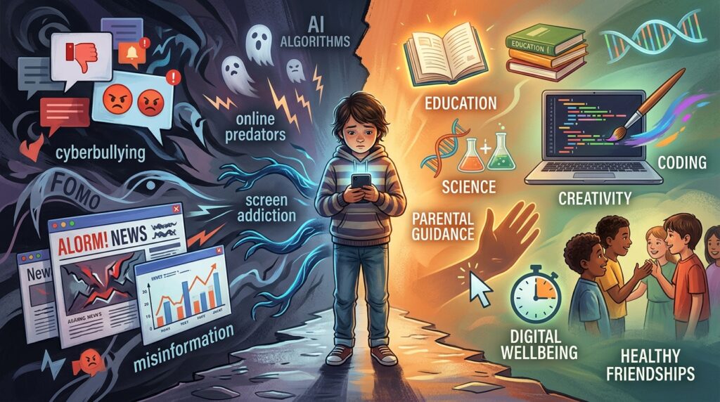 Protecting Children Online Safely:Mobile Phones, Social Media, AI and Screen Time Guide for Parents
