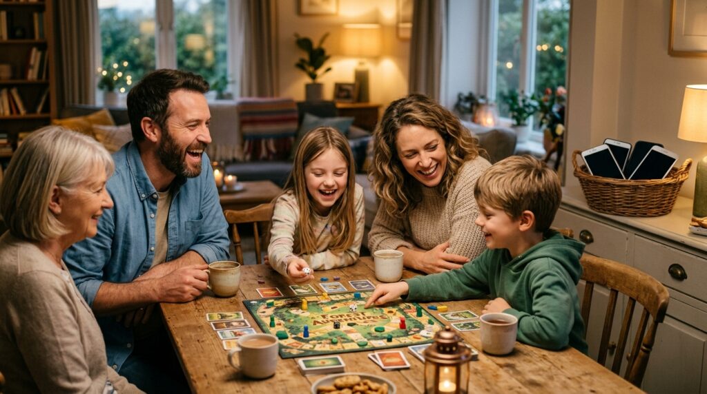 Digital Detox Guide:Family_playing_board_game_together_