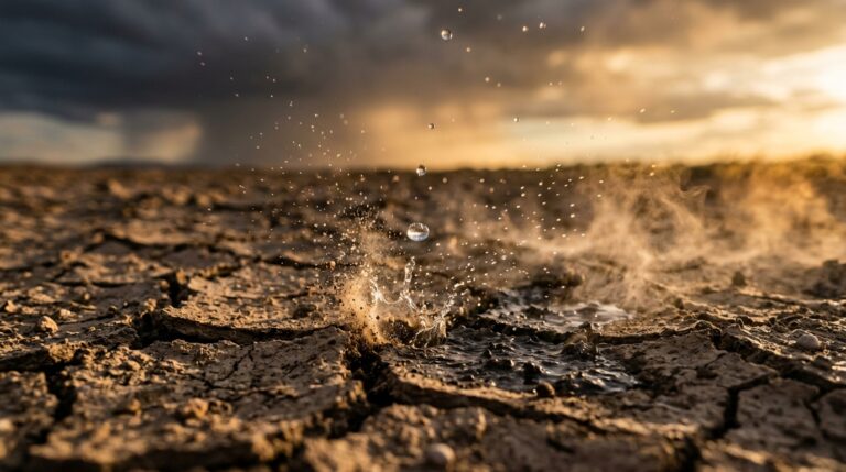 First_raindrops_falling_dry_earth_