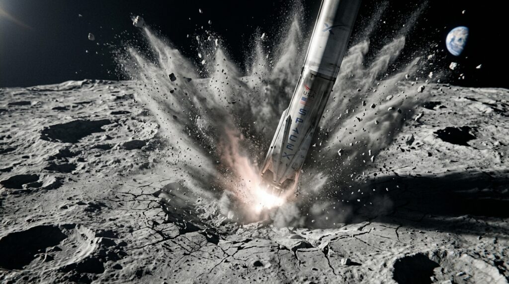 SpaceX Rocket Crashes Into the Moon:Rocket_striking_the_Moon_