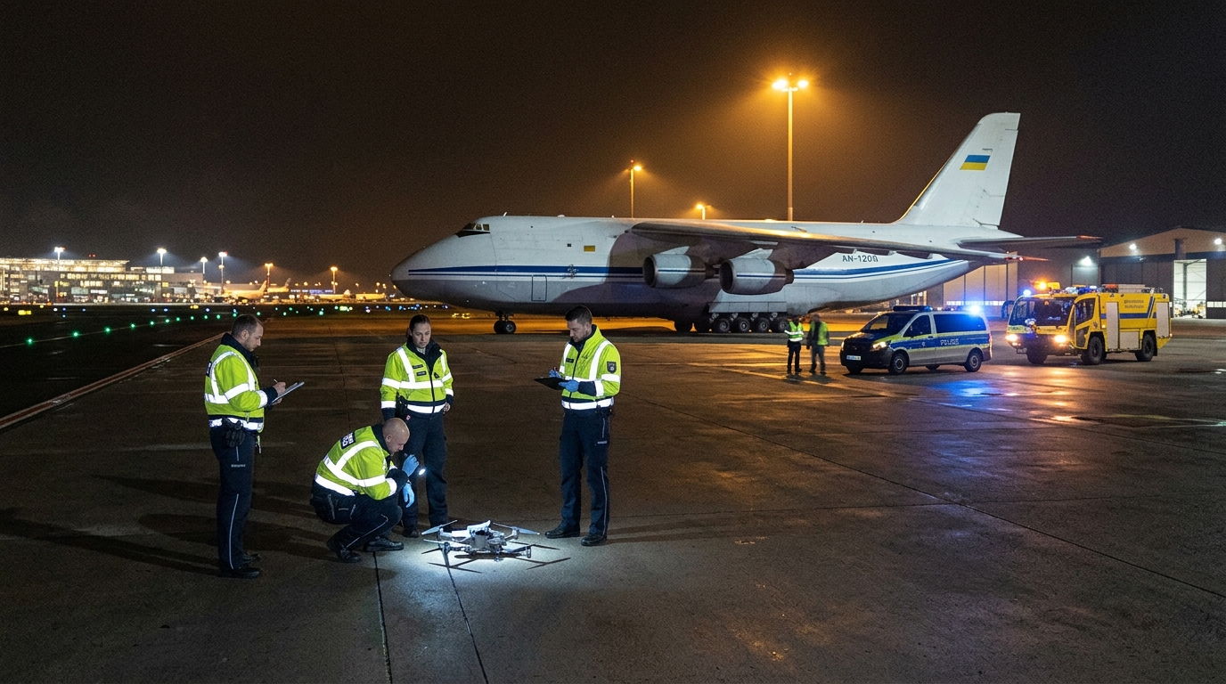 Drone incident involving a Ukrainian cargo aircraft at Leipzig/Halle Airport