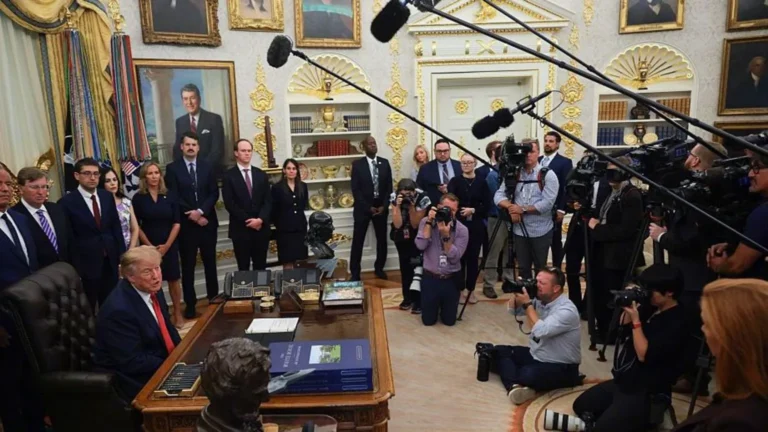 Trump Bans CNN and Politico: Trump took questions from the press in the Oval Office shortly after the announcement
