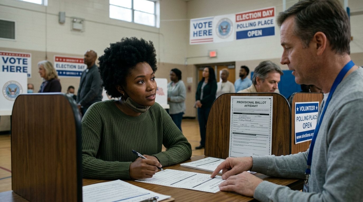 Voter_completing_provisional_ballot_:Can I Vote Provisionally? 