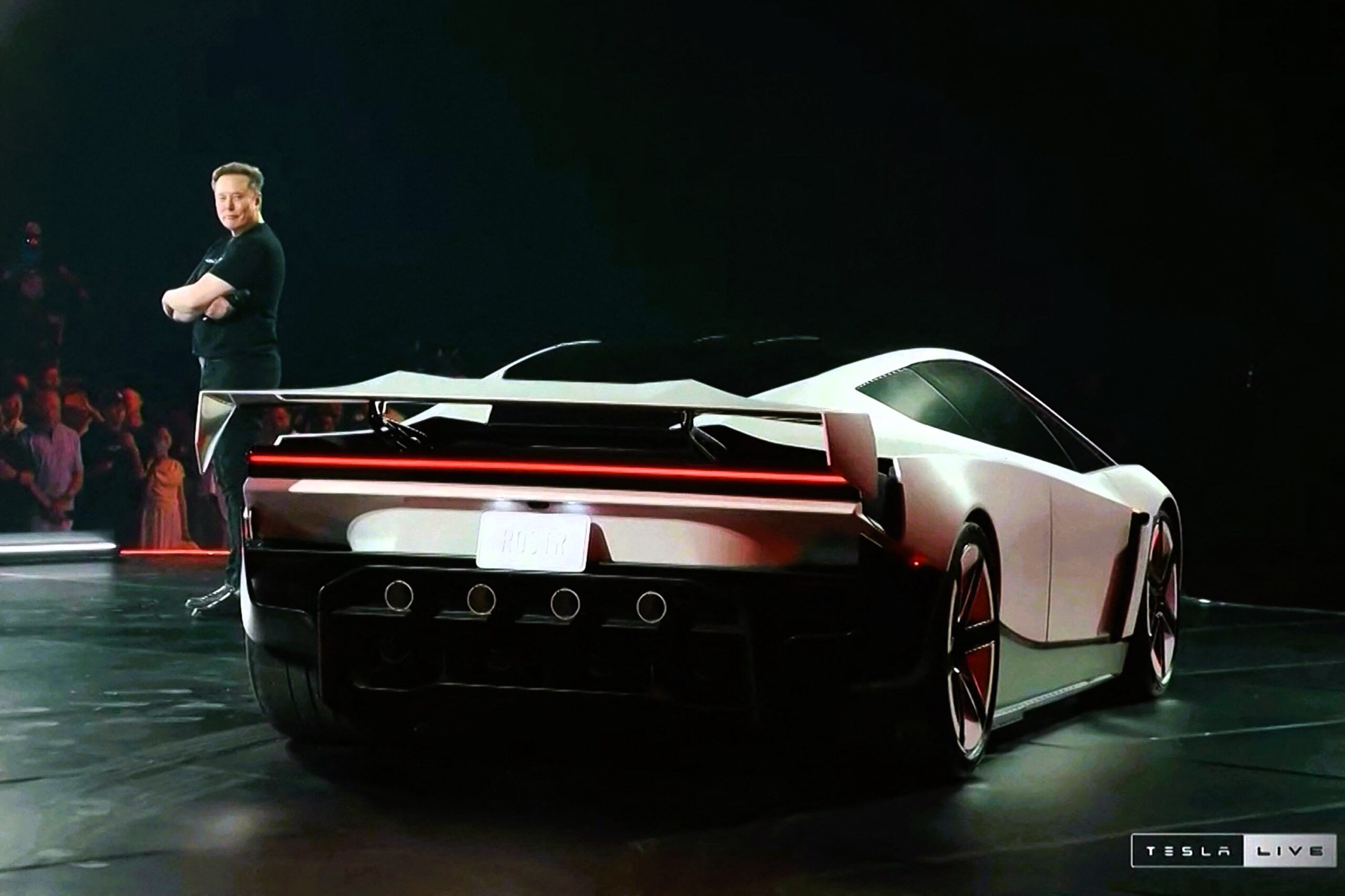 Tesla has unveiled its new Roadster sports car, which can thrust itself up in the air. But drivers shouldn't expect to take it for a spin anytime soon.

Elon Musk's car company debuted the latest bells and whistles of its second-generation Roadster, developed in collaboration with the CEO's rocket company, SpaceX.

Chief among them, as shown off at a Thursday event, are a set of cold gas thrusters and a "multi-mode" suction system that can fling the car in the air for short spurts and spin the vehicle mid-flight.

The white ⁠two-seater vehicle drove upside down on a ramp using a suction system, turned in the air and landed using built-in thrusters. Later in the event, it used the thrusters to jump over a truck and other vehicles, ​twisting in the air during the maneuver.

Some watchers saw the collaboration as Musk drumming up interest in a ​merger ⁠of the two big companies he controls, an idea he has explored by discussing their overlap.

"Turns out the future does have flying cars," Musk wrote on his social media platform X shortly after.

A grab from a live feed released by Tesla shows Elon Musk unveiling the next-generation Roadster electric car in McGregor, Texas, U, Oct. 15, 2026. (AFP Photo)
A grab from a live feed released by Tesla shows Elon Musk unveiling the next-generation Roadster electric car in McGregor, Texas, U, Oct. 15, 2026. (AFP Photo)