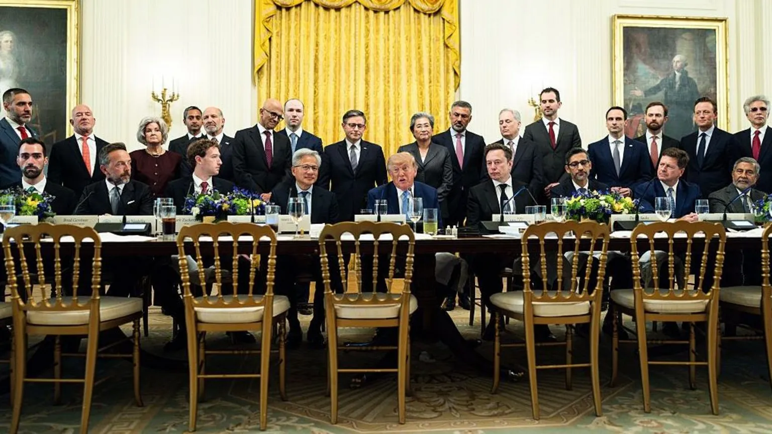 Trump with top tech leaders at the White House on Tuesday