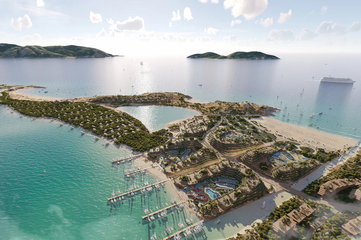 Rendering of Kushner’s planned Albanian resort. (Studio Genesis)